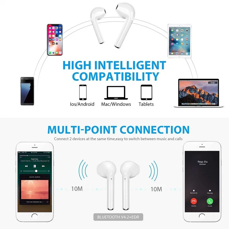 I7s TWS Trådløse Bluetooth Hovedtelefoner til Samsung Galaxy J1 J2 J3 J5 J7 Prime A3 A5 A7 2017 2016 Musik Ørepropper Opladning Box