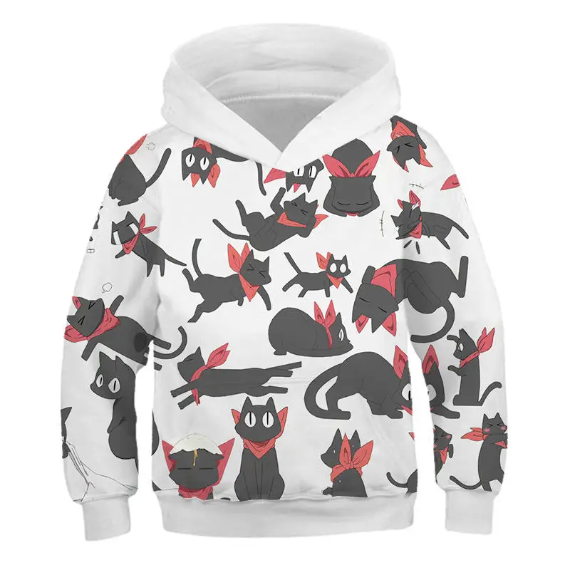 Mode-Cat Print Pullover Drenge Piger Casual Sweatshirt Dyr Hættetrøjer Baby Vinter Varm Langærmet Hætteklædte Børn Tøj