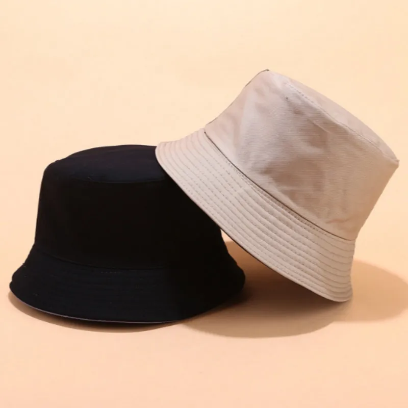 Almindelig Reversible Bucket Hat Cap Bomuld Blank Unisex Panama Udendørs Sport To Sider Bære Fiskere Solhat Solid Solhat Bob