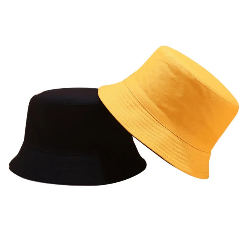 Almindelig Reversible Bucket Hat Cap Bomuld Blank Unisex Panama Udendørs Sport To Sider Bære Fiskere Solhat Solid Solhat Bob