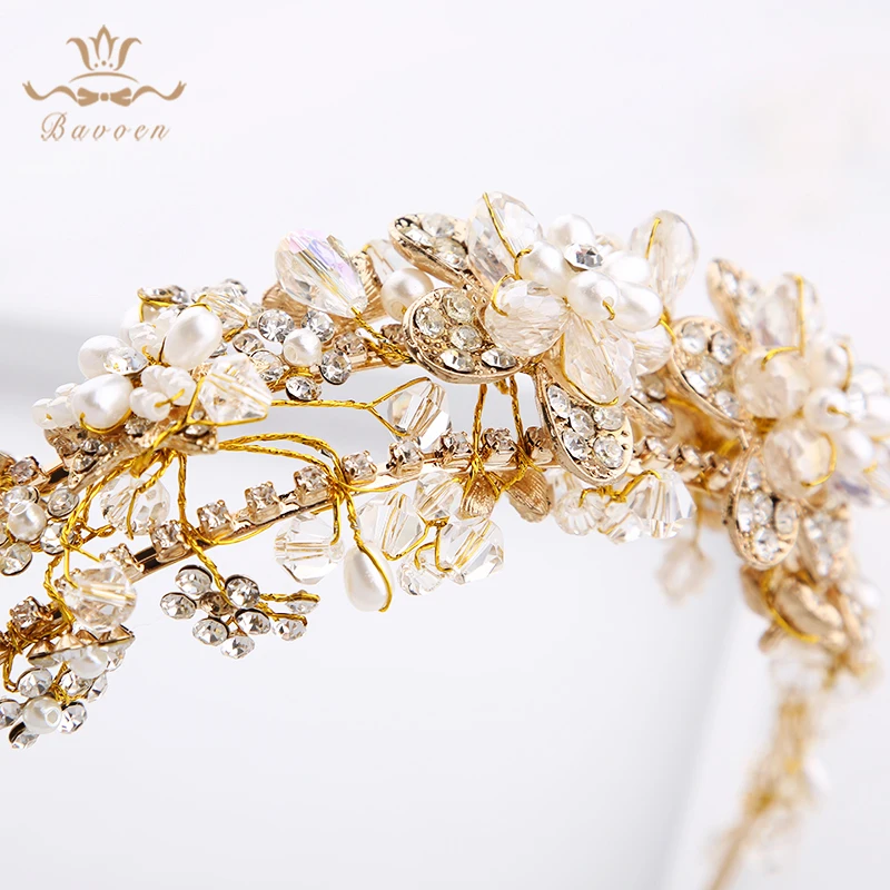 Europæiske Prinsesse Krystal Brude Pandebånd Kroner Blomst Bridals Hairbands Hårsmykker Brudekjole Tilbehør