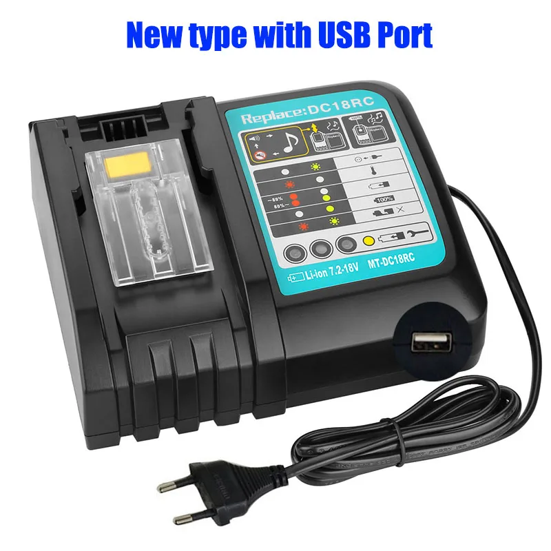 USB-Port oplader til Makita Li-ion batteri DC14SA DC18SC DC18RA DC18RD DC18RCT BL1830,BL1415 BL1420 BL1430 BL1840 BL1845 BL1850
