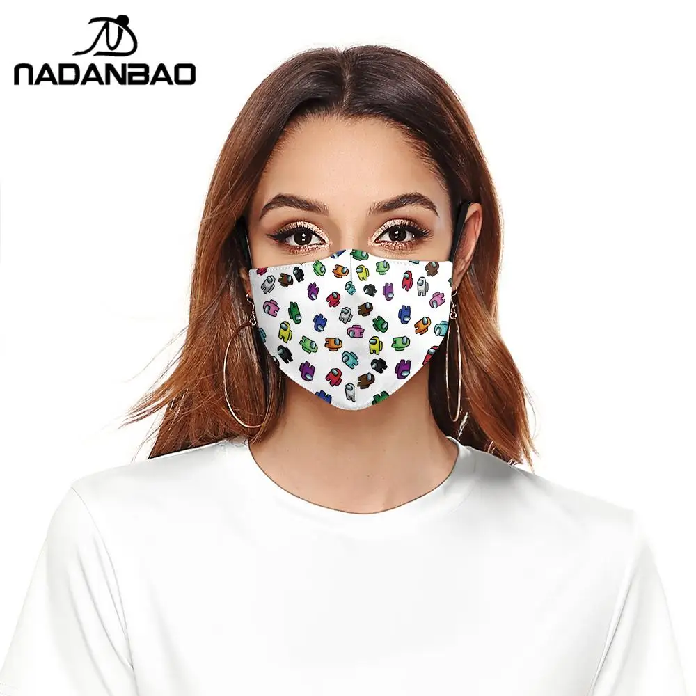 NADANBAO BLANDT OS Trykt Spil Maske Voksen, Børn, Pige, Dreng Genanvendelige Vaskbar Activated Carbon Filter Stof ansigtsmasker
