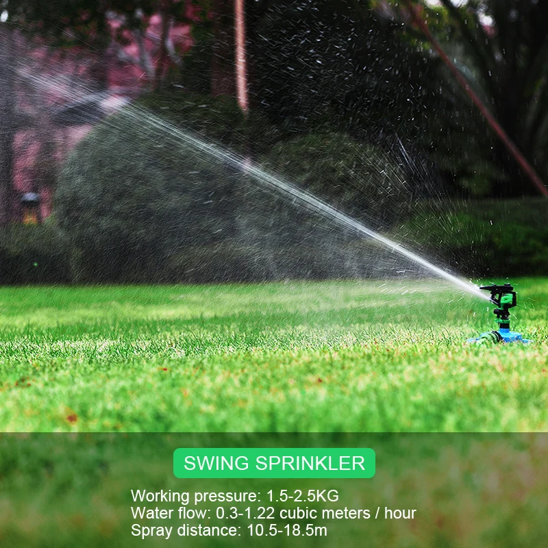Plastik Indvirkning Hoved Sprinkler Have Swing Gyration Græsplæne Slange Justerbar Dyse 0° - 360° Mønster, 25' - 41' Spray-Længde