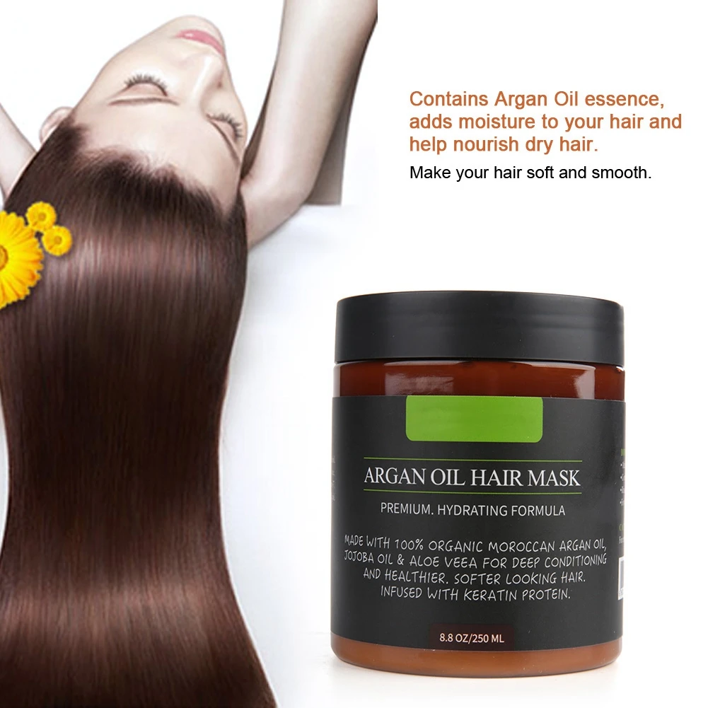 250g Argan Oil Hair Mask Genoprette Salon Blød Smidig Behandling Styrke Hair Root Nærende Hovedbund Reparation Skade Hår Fløde