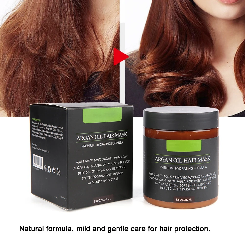 250g Argan Oil Hair Mask Genoprette Salon Blød Smidig Behandling Styrke Hair Root Nærende Hovedbund Reparation Skade Hår Fløde