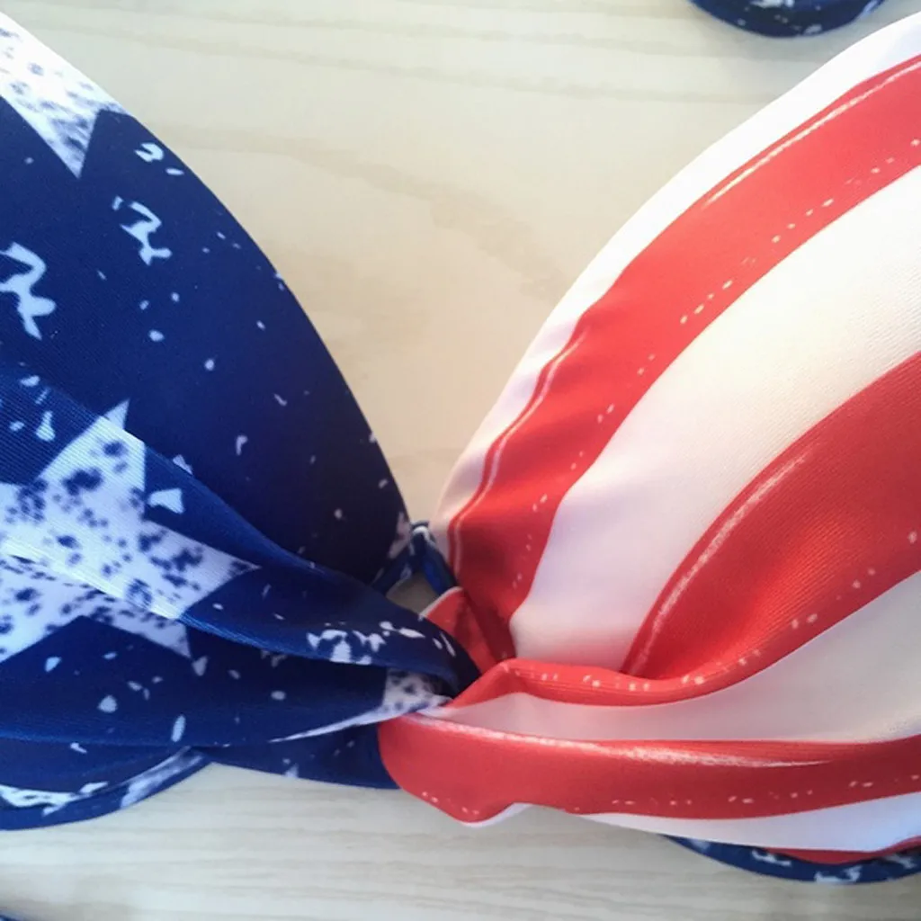 Kvinder Amerikanske Flag, Den fjerde af juli To Stykker Bikini Badetøj Badetøj Heldragt Swimsuit badetøj kvindelige Monokini