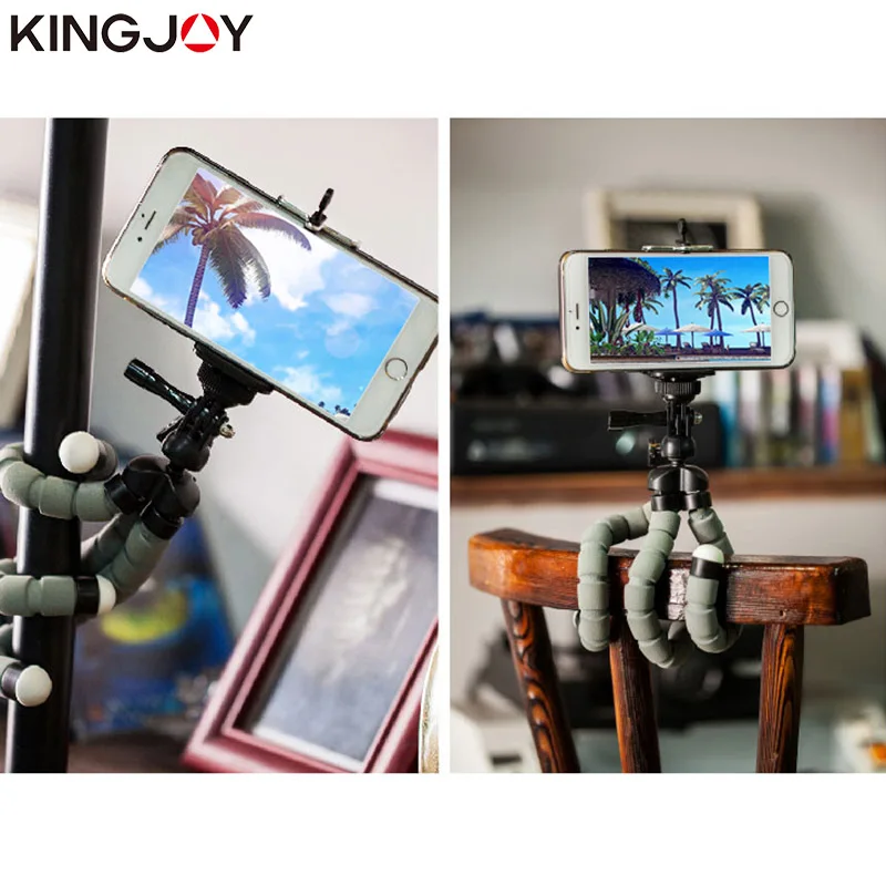 Kingjoy Officielle KT-600S Mini Stativ Blæksprutte Para Movil Fleksible Mobile Celular Holder Til Telefonens Kamera, Smartphone Gopro Stå