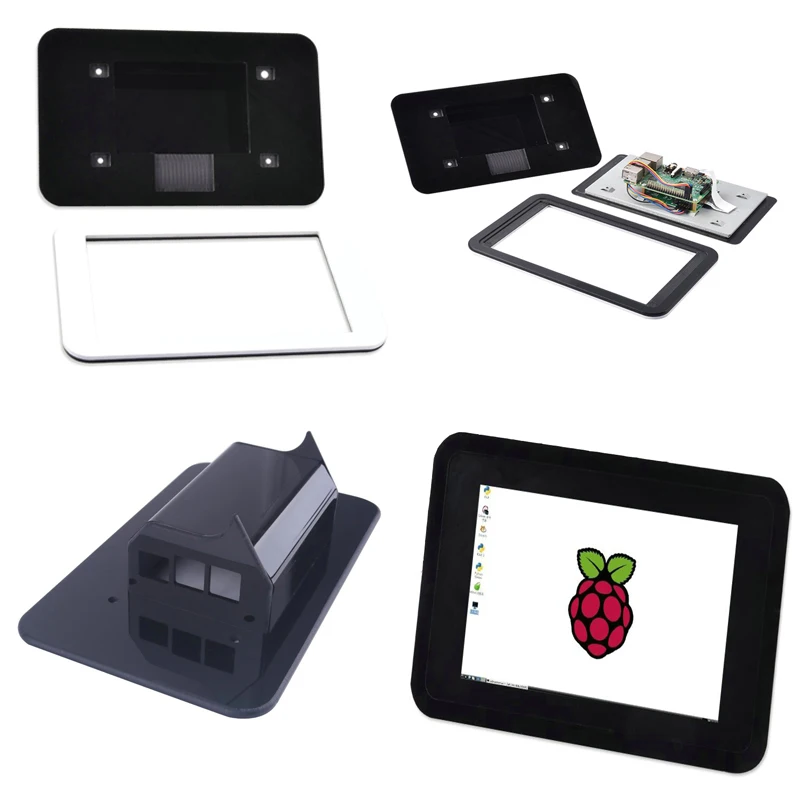 Sag for Raspberry Pi 7 Tommer Kapacitiv Skærm Touch-Skærm i Akryl Beskyttende Sag Shell med Stand Holder til RPI 3B/4B