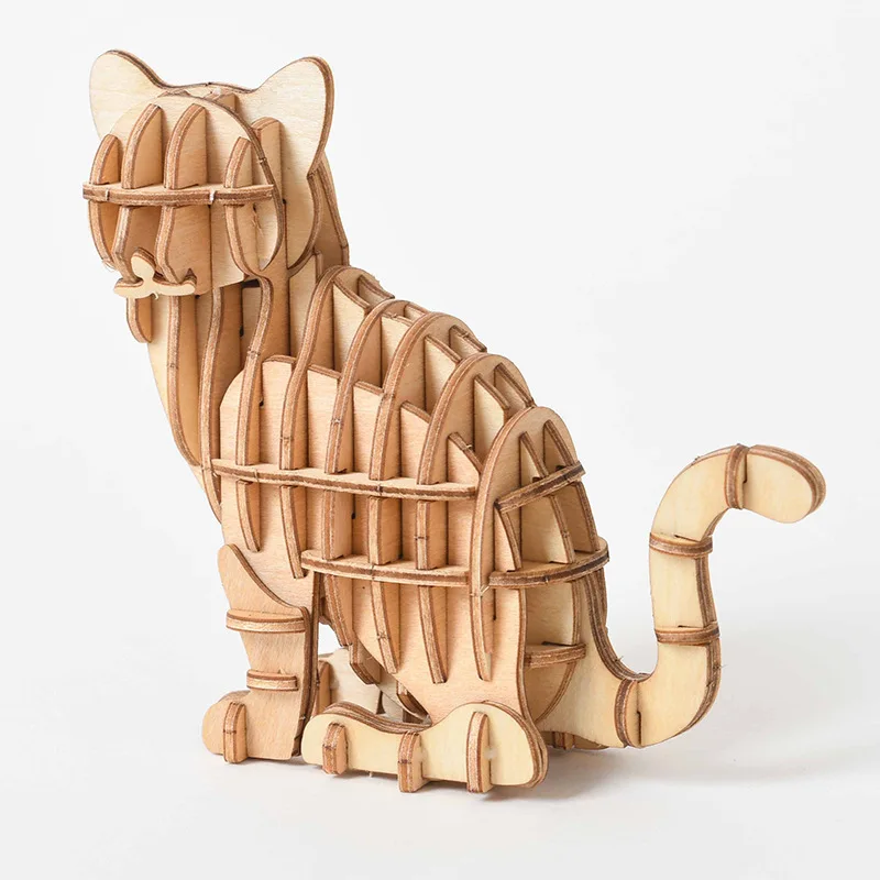 Laserskæring DIY Dyr Kat Hund Panda Legetøj 3D Træ-Puslespil Legetøj Samling Model Træ Håndværk Kits Bruser Dekoration til Børn Kid