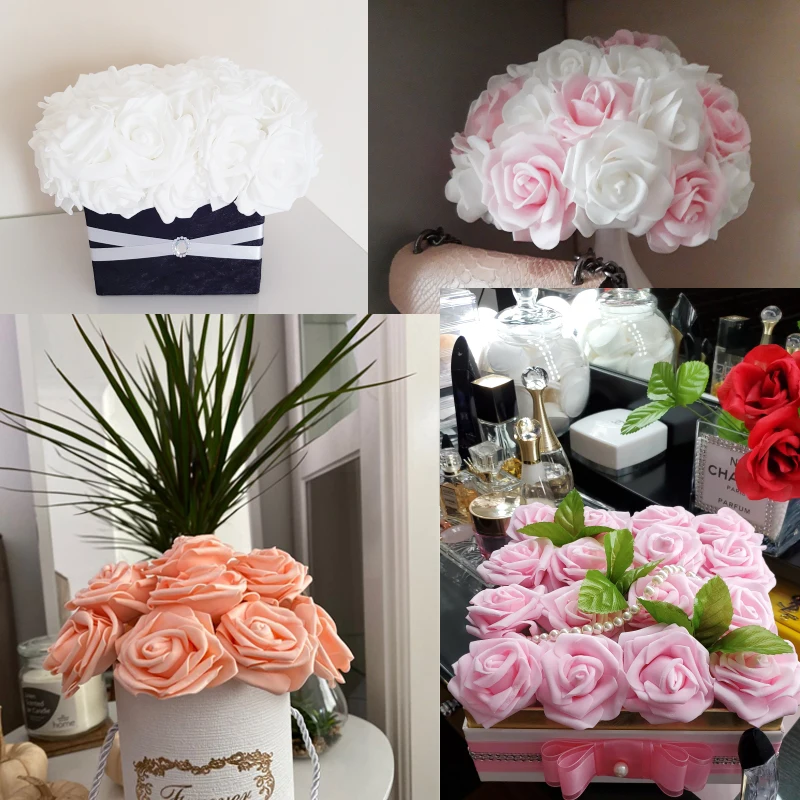 20Pcs/masse Kunstige PE Skum Steg Blomst Dekorative Brudens Buket til Bryllup Home Party Dekoration Falske Blomster DIY Forsyninger
