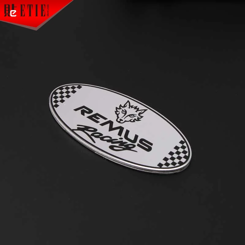 ETIE REMUS Logo 3D Selvklæbende Køretøj Metal Mærkat Aluminium Auto Racing Decals Wrap-Bil Styling Motor Reservedele Tilbehør