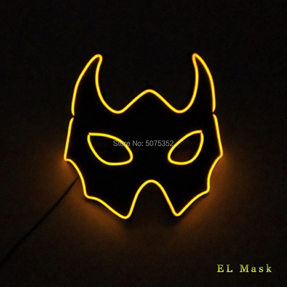 Halvdelen Ansigt Bat Dyr Cosplay EL Maske Night Club Led Rave Carnival Maske Festival Neon Lysende Maske For Masque