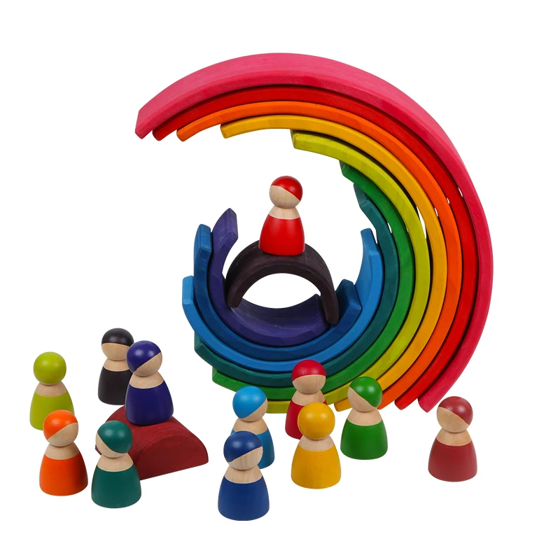 Baby Store Rainbow Stacker Træ-Legetøj For Børn, Kreative Rainbow Byggesten Montessori Pædagogisk Legetøj Børn