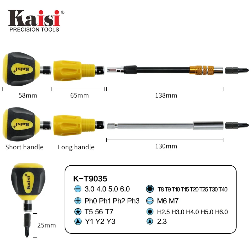 Kaisi T9051 -T9035 Toolkit Skruetrækker Sæt til Mobiltelefon, Tablet Husholdningsapparater Åbning Reparation Værktøj Pincet Screwdri
