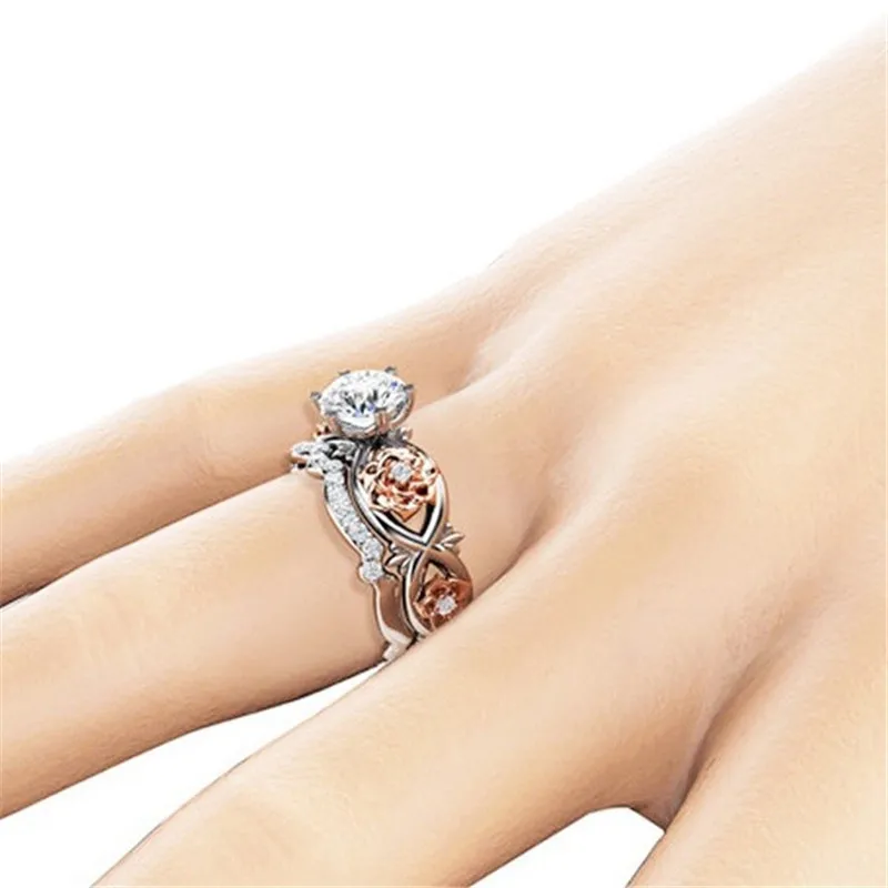925 Sterling Sølv Farve Diamant Ring For Kvinder 18k Guld Steg Form AAA Zircon Ringe ENGAGEMENT BRYLLUP Sten Ring Fine Smykker