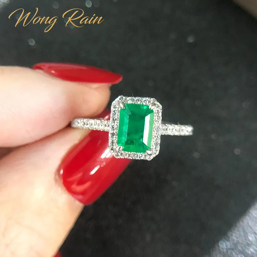 Wong Regn Vintage 925 Sterling Sølv Emerald Diamanter, Ædelsten Bryllup Engagement Ring Fine Smykker Engros Drop Shipping