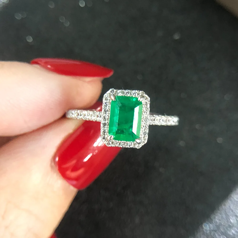 Wong Regn Vintage 925 Sterling Sølv Emerald Diamanter, Ædelsten Bryllup Engagement Ring Fine Smykker Engros Drop Shipping