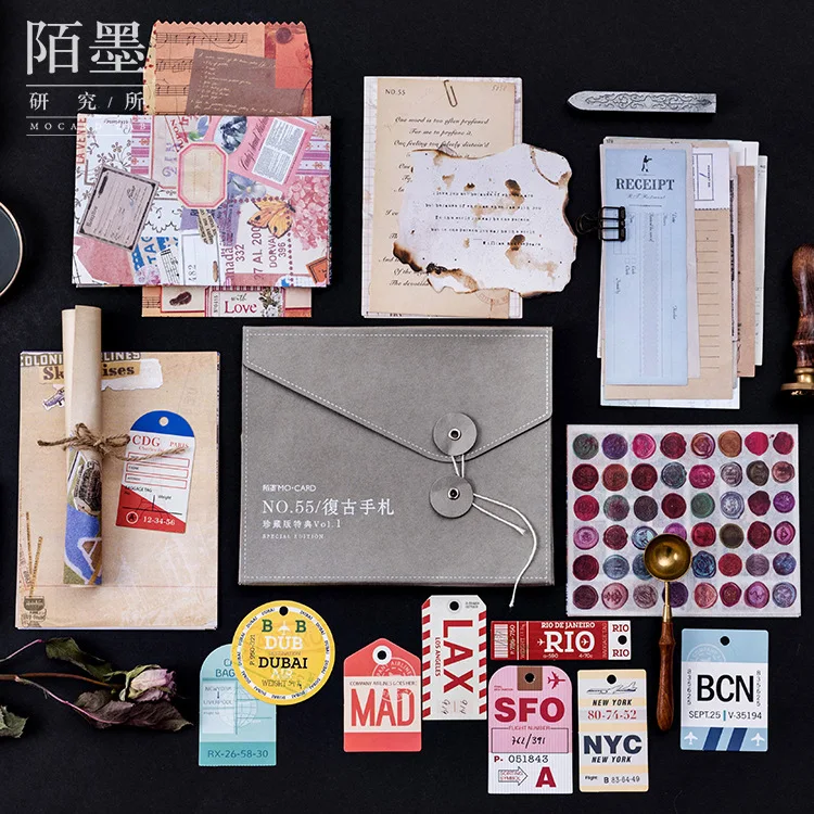 Retro Dekorative Sticker DIY Scrapbooking Dekoration Kort, Konvolut Tag Papirvarer Sæt Manuel Materiale Pakke