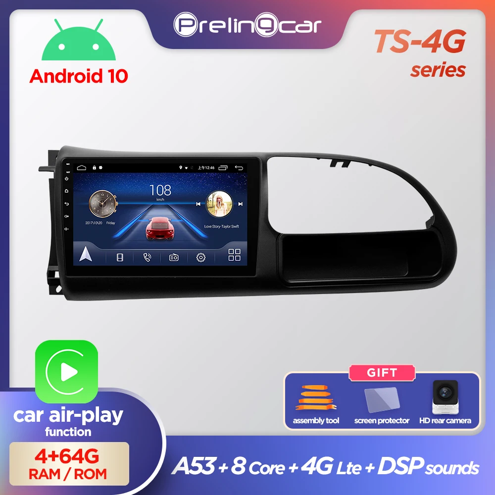 Prelingcar Android-10 INGEN DVD 2 Din Bil Radio Mms Video-Afspiller, GPS Navigation Til Ford Transit 2009-Octa-Core 4G+64G