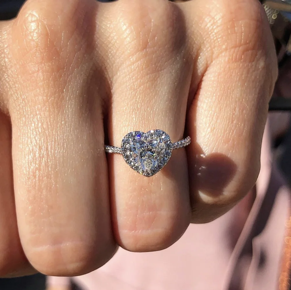 Klassisk Hjerte 925 Sterling Sølv vielsesringe for Kvinder 2ct Simuleret Diamant Engagement Ringe finger Smykker pige gave