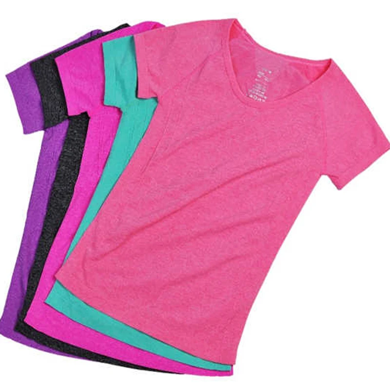 Summer Quick Dry T-Shirt til Kvinder Udendørs Sport Åndbar kortærmet T-shirt i Elastisk kvindens Gym Løbe t-Shirt