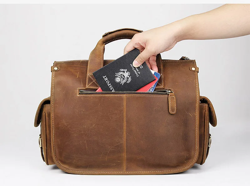 MAHEU Retro Designer Håndtasker Til Mænd i Ægte Læder Herre Taske Til 14 Tommer Laptop taske læder messenger bag til mænd