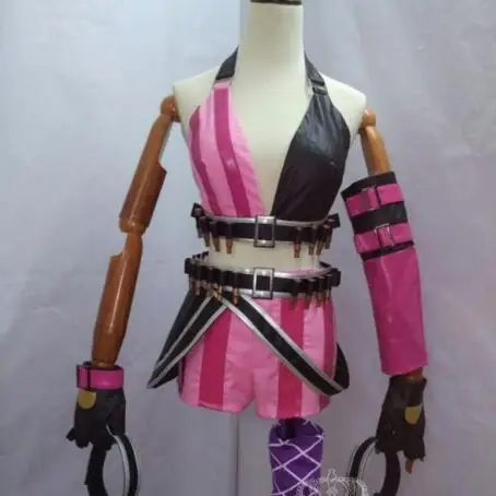 Nye Jinx Cosplay Lol Spil Pink PU Komplet Sæt Kostume Med Sok Ikke herunder Kugler
