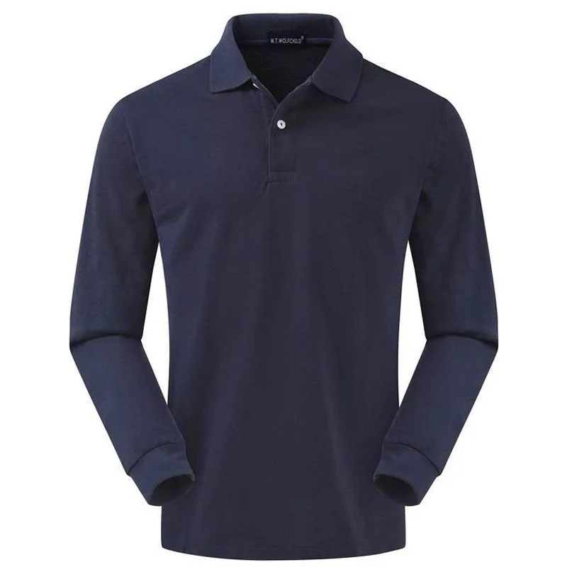 Bomuld Herre Polo Shirts, langærmet ensfarvet Casual Polo Para Hombre Høj Kvalitet Mode Brand Mandlige Revers Toppe XS-4XL