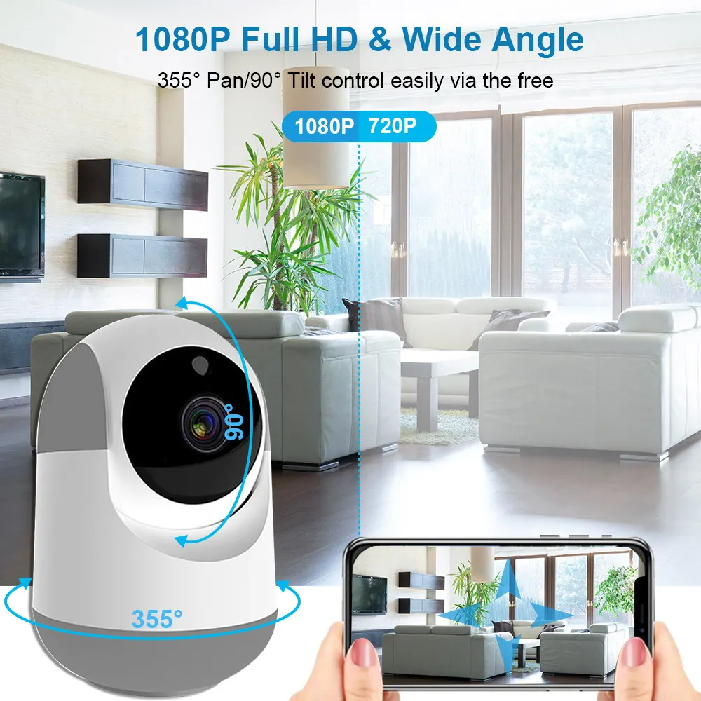 1080P IP-Kamera Wifi Sikkerhed Kamera To-Vejs Audio P2P Baby Monitor Pet Kamera med Motion Alarm nattesyn Hjem Overvågning