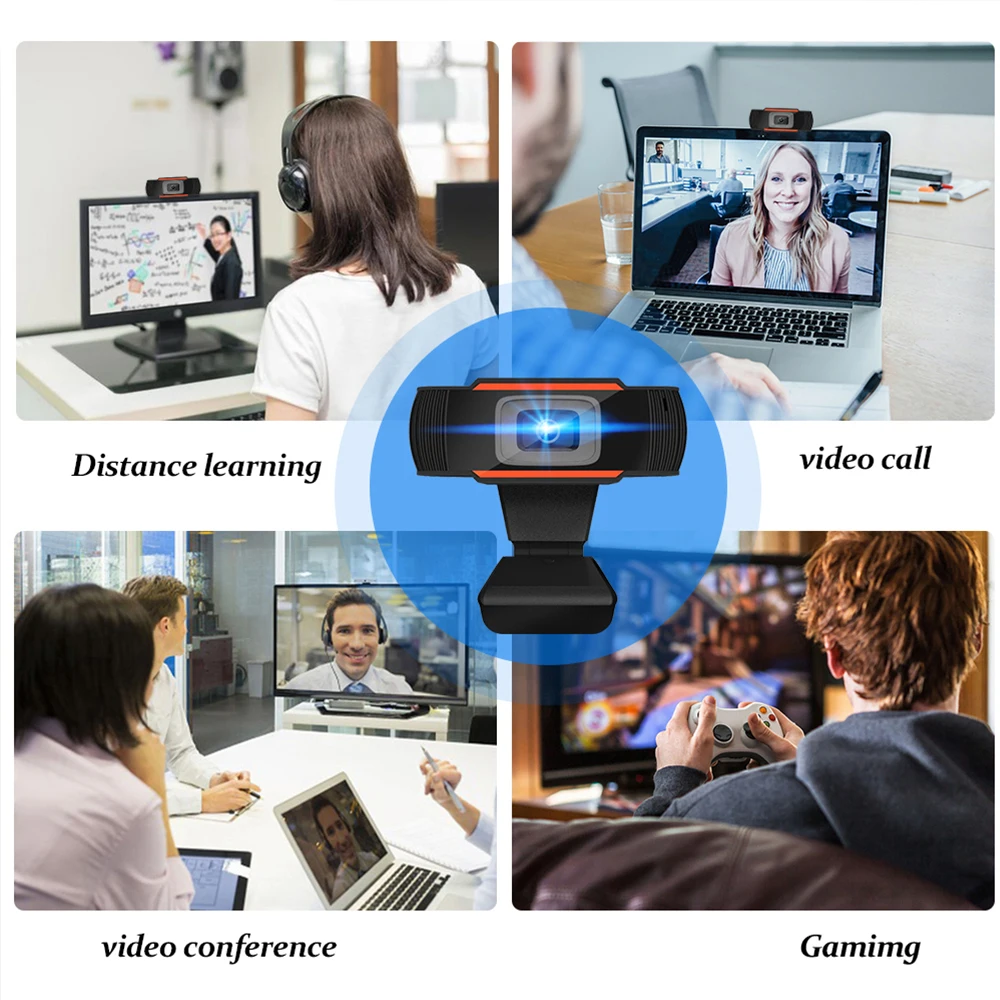 1080P Computer, Kamera Med Mikrofon Til Online-Klasse Live Video Broadcast-Opkald Konference Arbejde Webcam Mini Drejeligt Kamera
