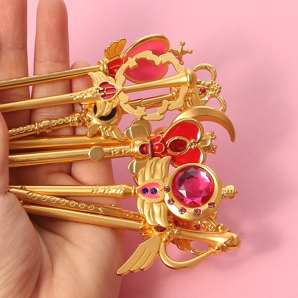 Gratis Forsendelse Animationsfilm Smykker Sailor Moon Makeup Kosmetiske Børste Sæt Pincel Maquiagem Gyldne Metal Månen Med Crystal Kvinders Gaver