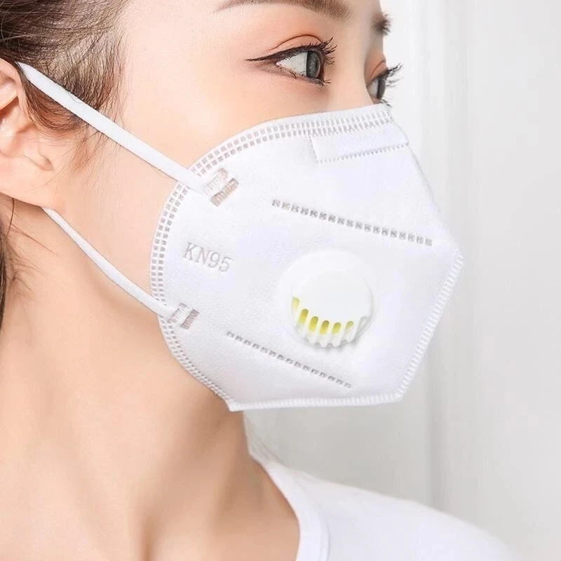 5 Lag Hvid KN95 Munden Maske Med Vejrtrækning Ventil FFP2 Anti-støv Beskyttelseslag Facial Masker Respirator 95% Filtrering Sikkerhed Maske