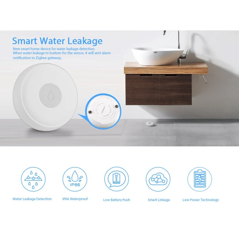 Zigbee Smart Home Vand Lækage Sensor Trådløse Oversvømmelser Detektor Vand Lækage Detection Alarm Vandstanden Overløb Alarm Tuya Sma