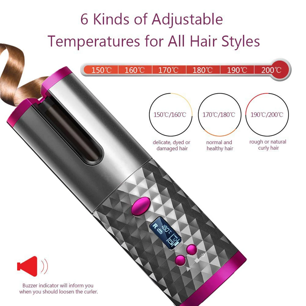 Bærbare Trådløse Automatisk Krøllejern Hair Curler LCD-Krøllet Hår Maskine USB Trådløse Auto Rotering af Styling Værktøjer