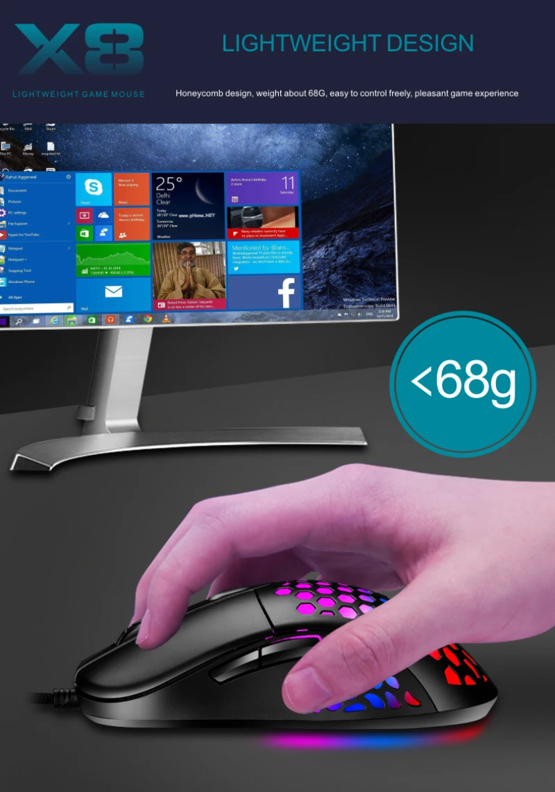 X8 Kreative Gaming Mus 6400DPI Kablede Gaming Arbejde, Hul, Hule Desktop-Computer Notebook Mouse 2020 Ny