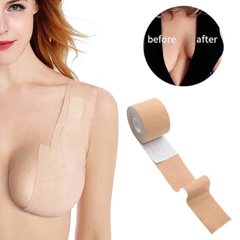 Sexet Plus Size Komfort Sticky Bra Bryst Løft Tape Mp-Invisible Bra Selvklæbende Silikone Stropløs Push-Up Bh ' Er Til Kvinder