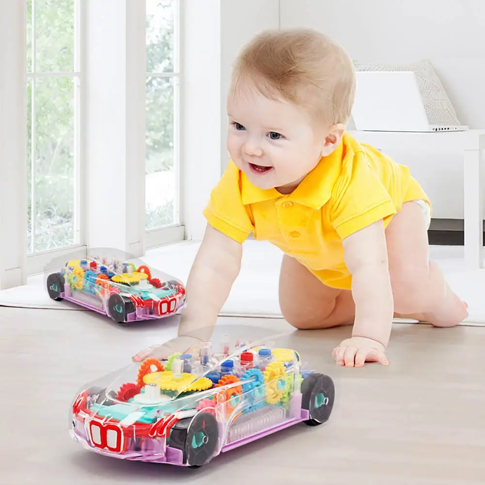 Legetøjet Bil Med Musik, LED Lys, Elektrisk Universal-Gennemsigtig Gear Koncept Bil Kid Gave Simulering Bil Model Lys Toy