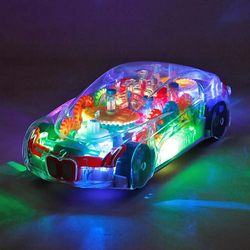 Legetøjet Bil Med Musik, LED Lys, Elektrisk Universal-Gennemsigtig Gear Koncept Bil Kid Gave Simulering Bil Model Lys Toy