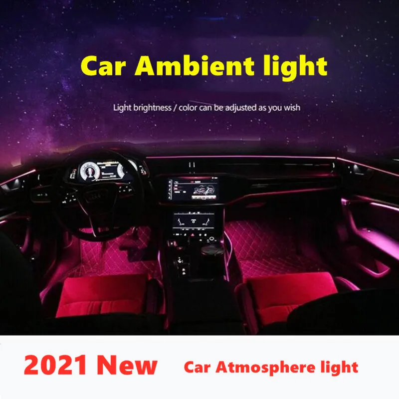Bluetooth Auto Fleksible Lamper Bil Atmosfære Omgivende Lys Indretning App Sound Control Trådløs RGB Neon Led Strips