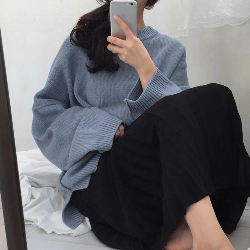2 farver 2018 efteråret og vinteren koreanske chik stil vintage løs thicking dame trøjer og pullovers (B0898)