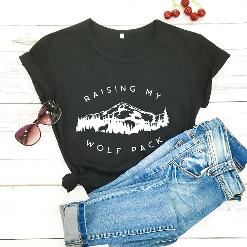 Hæve Min Wolf Pack, Sjove Kvinder T-Shirt Mødre af Wild Ones T-Shirt Mødre Lift Shirts Mors Dag Gave Nye Ankomst Bomuld Skjorte