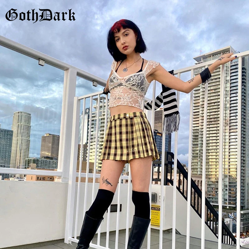 Goth Mørke Hot Blonde Y2k Egirl 2020 Sommer Mode Crop Tops Sexet Gotiske Mesh Grundlæggende Afslappet Kvinder Top Vintage White Tynde Tøj
