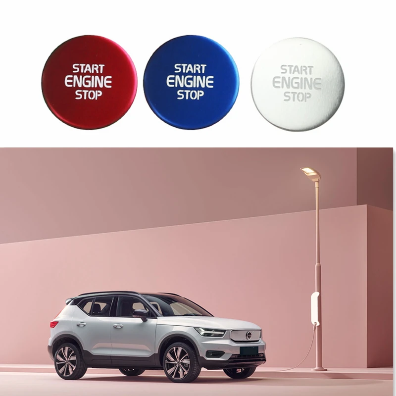 Bil Start Stop Engine-Cover-Knappen for at skifte dekoration, klistermærke til Volvo xc40 2017 2018 2019 2020 i Aluminium Tilbehør til bilen