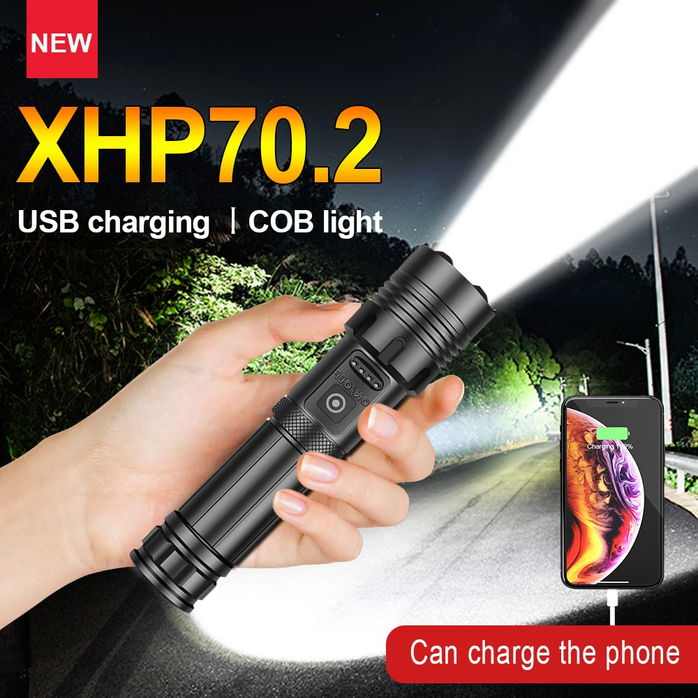 Nye xhp70.2 Mest kraftfulde lommelygte torch LED usb-genopladelige taktiske lommelygter 18650 26650 arbejdslampe xhp50 xhp70 lanterne