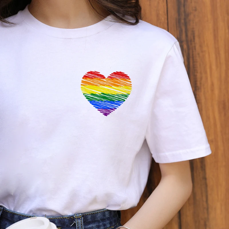 Lgbt Harajuku Rainbow Gay Pride T-Shirt Kvinder, Lesbiske Ullzang Tegneserie T-shirt af 90'erne Grafisk Casual Tshirt Mode Top Tees Kvindelige