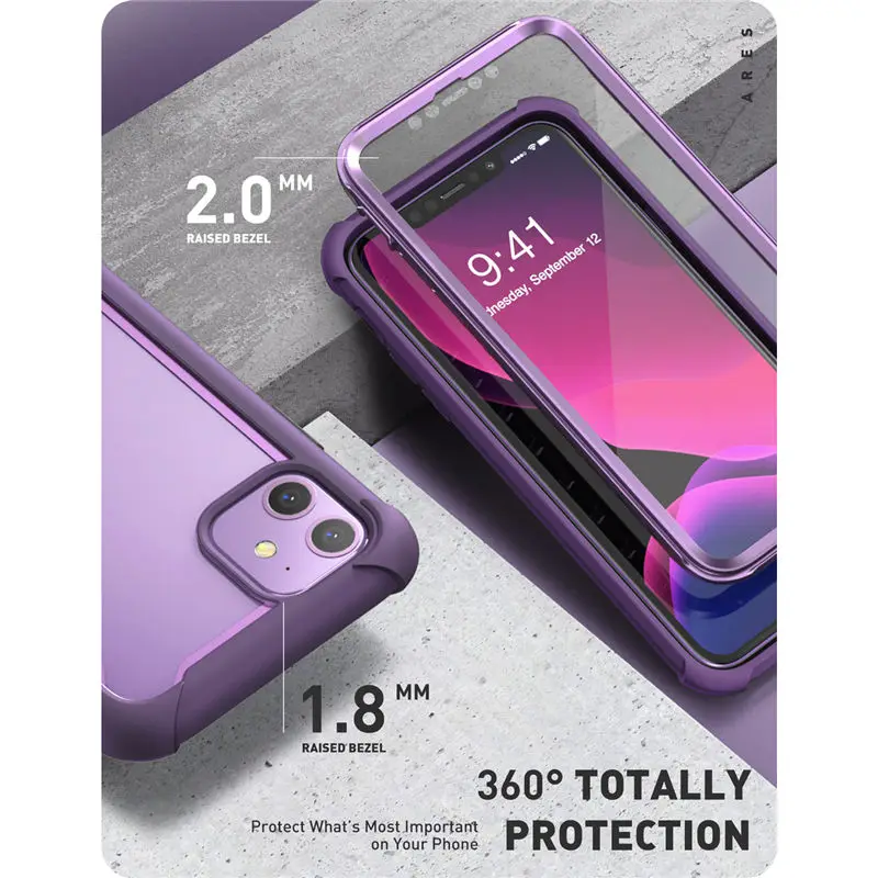Jeg-BLASON For iPhone-11 Tilfælde 6.1 tommer (2019 Release) Ares Full-Body Robust Klart Bumper Cover Sag med Indbygget Skærm Beskytter