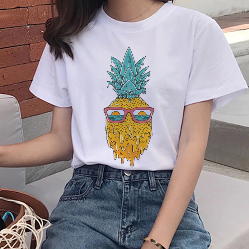 Harajuku Ananas Tegneserie T-Shirt Kvinder Ullzang Grafisk Kawaii T-shirt af 90'erne koreansk Stil Tshirt Mode Sommer Top Tees Kvindelige