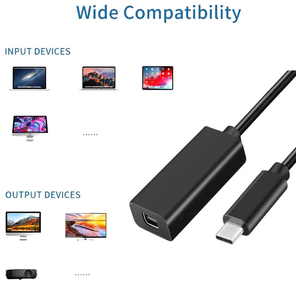 Mini HDTV Adapter 4K Mini Dp USB-C 3.1 Til Macbook Video Type-C Til Mini Display Port HDMI Konverter Notebook Display