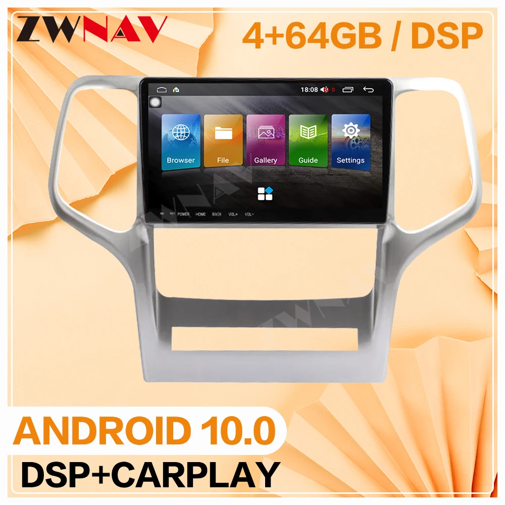 Carplay 2 Din Til Jeep Grand Cherokee 2008-2013 Android 10.0 Multimedia-Afspiller, Tv med Audio Radio GPS Navi-hovedenheden Auto Stereo